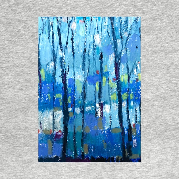 Woodland, cold colors landscape by Andreuccetti Art